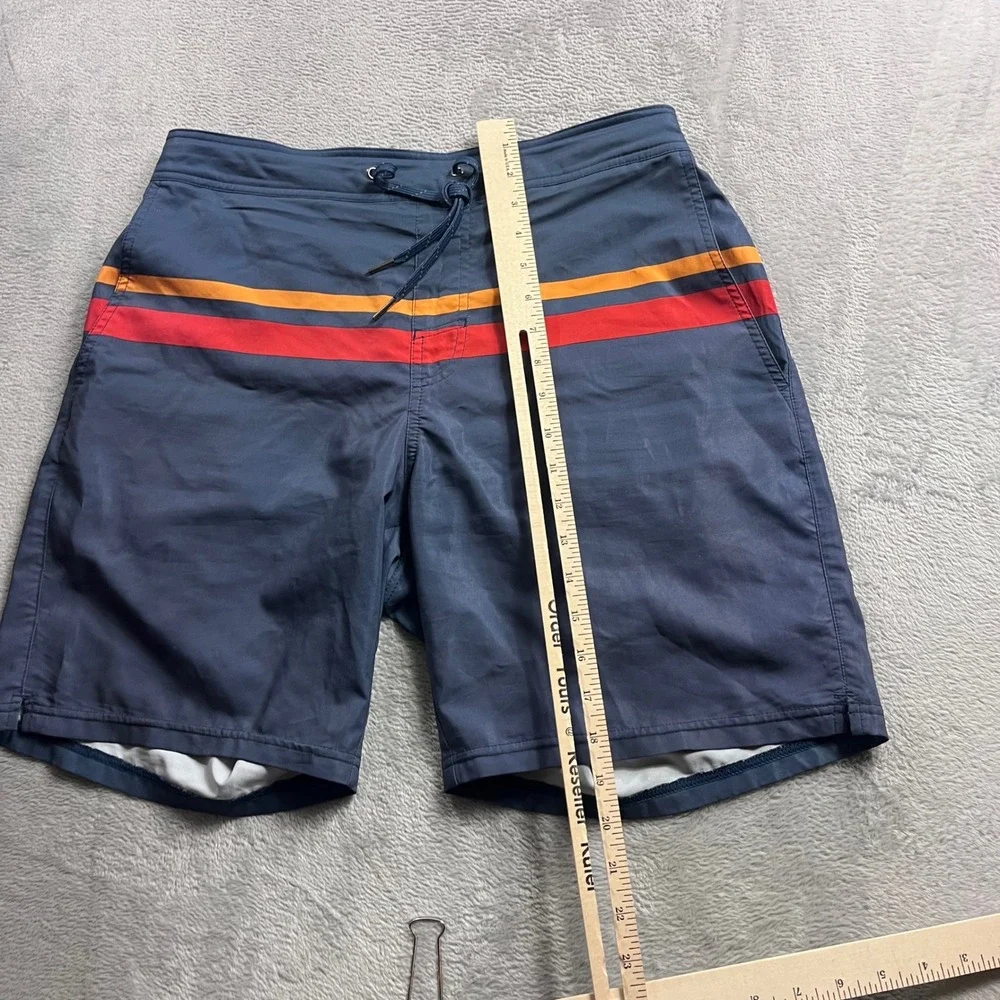 Fair Harbor Mens Navy Blue Striped Board Shorts Swim Trunks Size L Retro Stretch